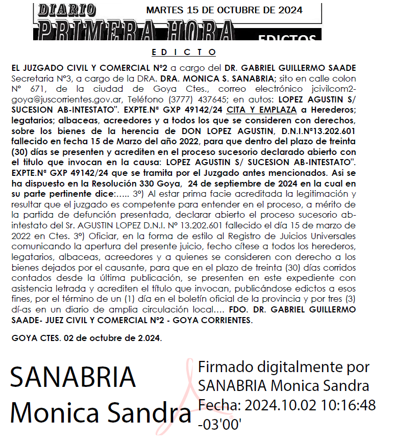 MARTES 15 DE OCTUBRE DE 2024 Dia 1 gamarra
