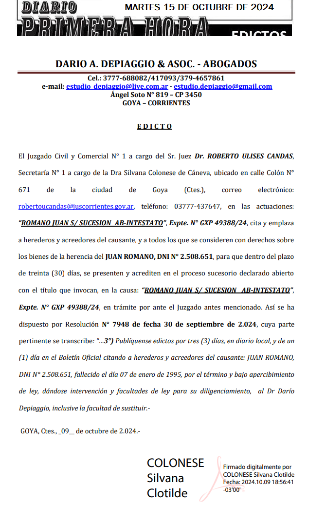 MARTES 15 DE OCTUBRE DE 2024 Dia 2 depiaggio