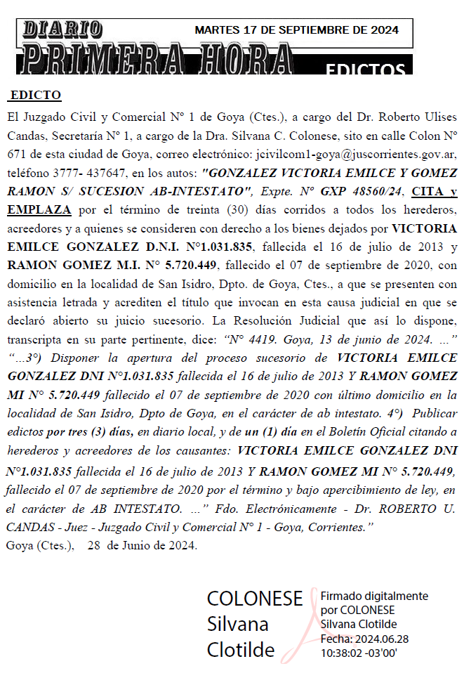 MARTES 17 DE SEPTIEMBRE DE 2024 Día 1 Gomez Ramon