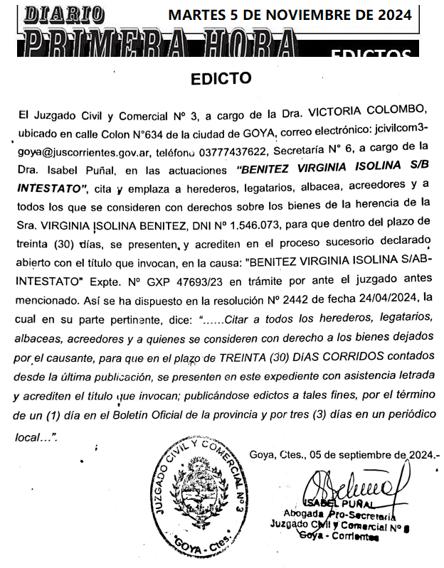 MARTES 5 DE NOVIEMBRE DE 2024 Dia 2 CAROLINA ZABALA