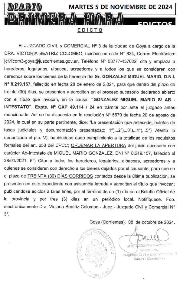 MARTES 5 DE NOVIEMBRE DE 2024 Dia 2 DURE