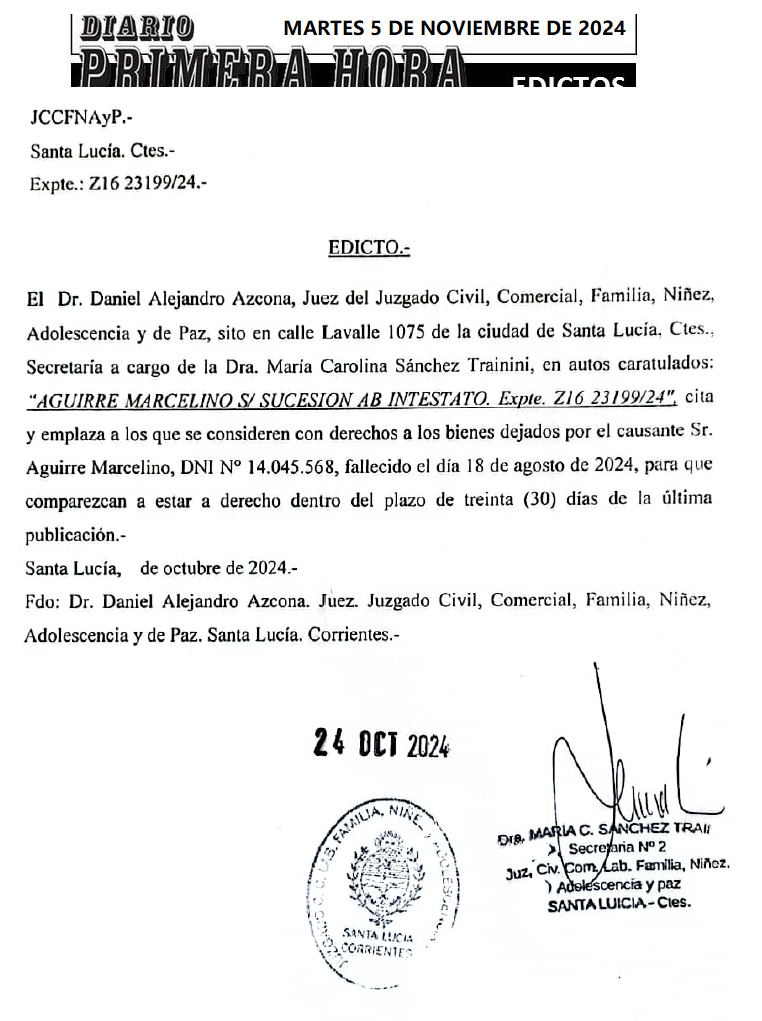 MARTES 5 DE NOVIEMBRE DE 2024 POR UN DIA Dia 1 CAROLINA FERNANDEZ