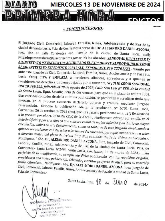 MIERCOLES 13 DE NOVIEMBRE DE 2024 DIA 1 SANTORO