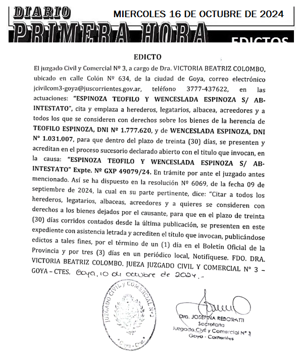 MIERCOLES 16 DE OCTUBRE DE 2024 Dia 1 nery pinat