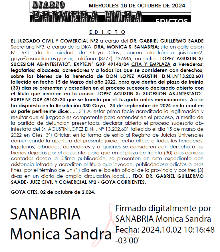 MIERCOLES 16 DE OCTUBRE DE 2024 Dia 2 gamarra
