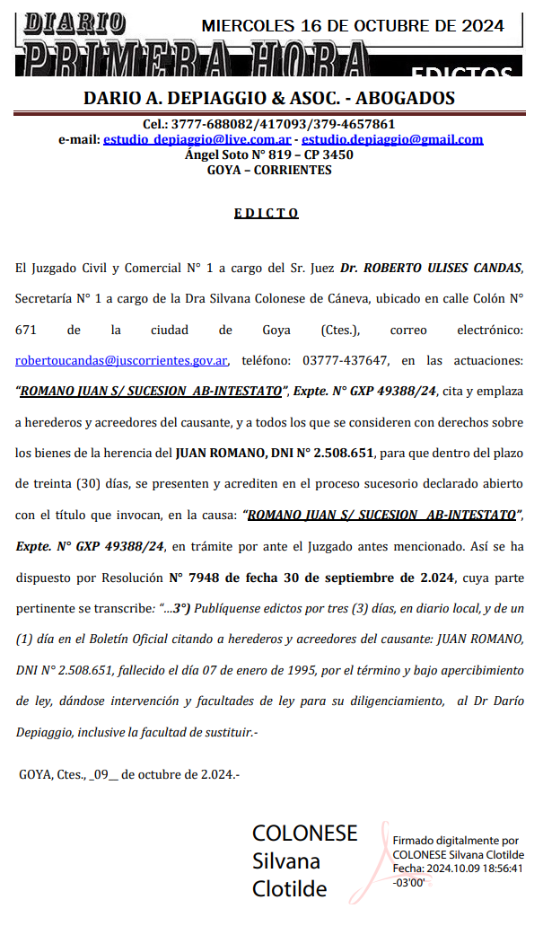 MIERCOLES 16 DE OCTUBRE DE 2024 Dia 3 depiaggio