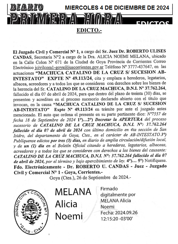 MIERCOLES 4 DE DICIEMBRE DE 2024 DIA 1 CARDOZO 2