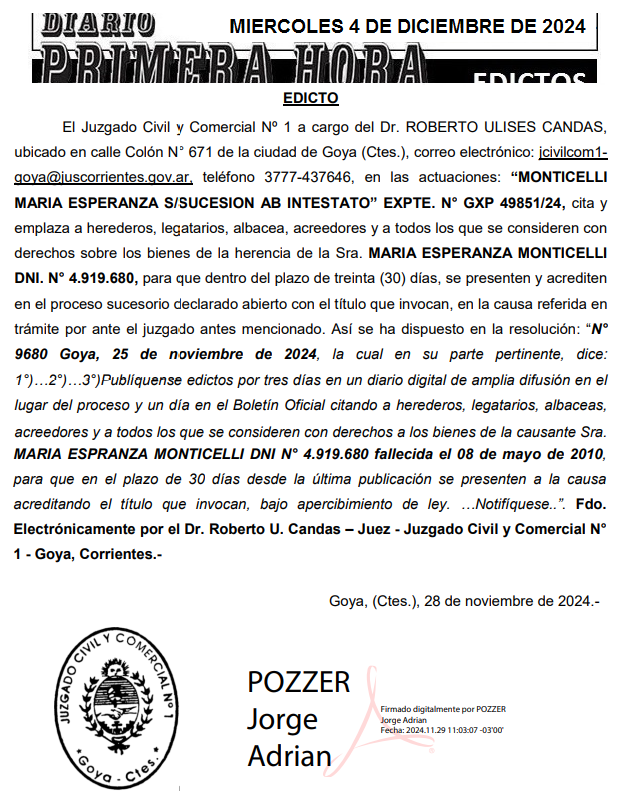 MIERCOLES 4 DE DICIEMBRE DE 2024 DIA 3 MONTICECLLI