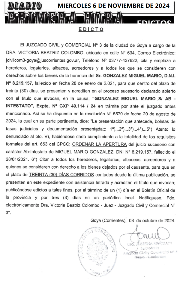 MIERCOLES 6 DE NOVIEMBRE DE 2024 DIA 3 DURE