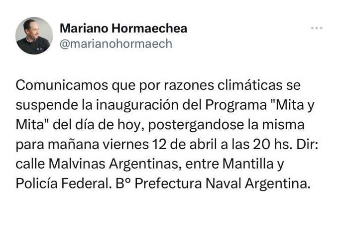 Por razones climáticas: REPROGRAMAN INAUGURACIÓN DE CALLE POR PROGRAMA “MITA Y MITA”