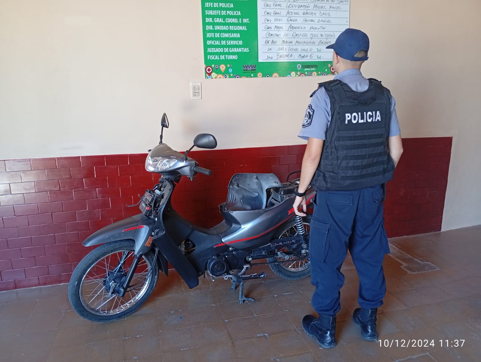 PERSONAL DE LA CRÍA 1RA DE GOYA RECUPERÓ UNA MOTOCICLETA MINUTOS DESPUÉS DE SER SUSTRAÍDA