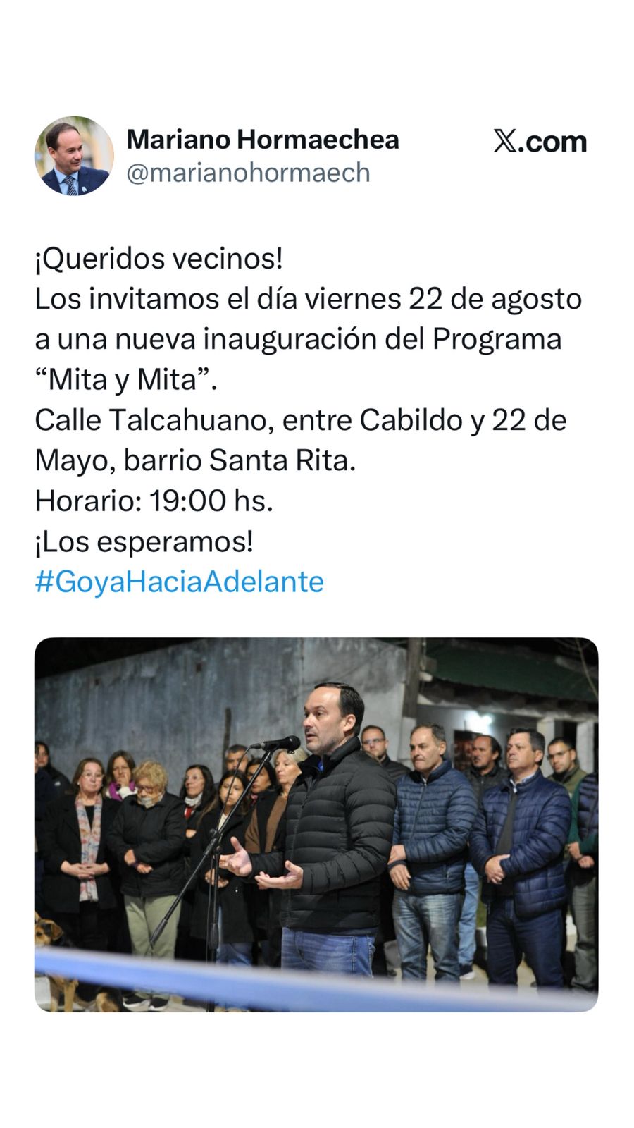 NUEVA INAUGURACIÓN DEL PROGRAMA “MITA Y MITA”