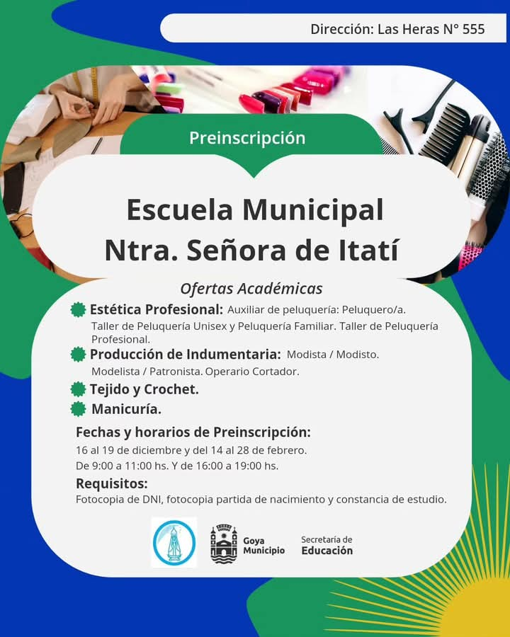 APERTURA DE PREINSCRIPCIONES EN LAS ESCUELAS MUNICIPALES DE GOYA