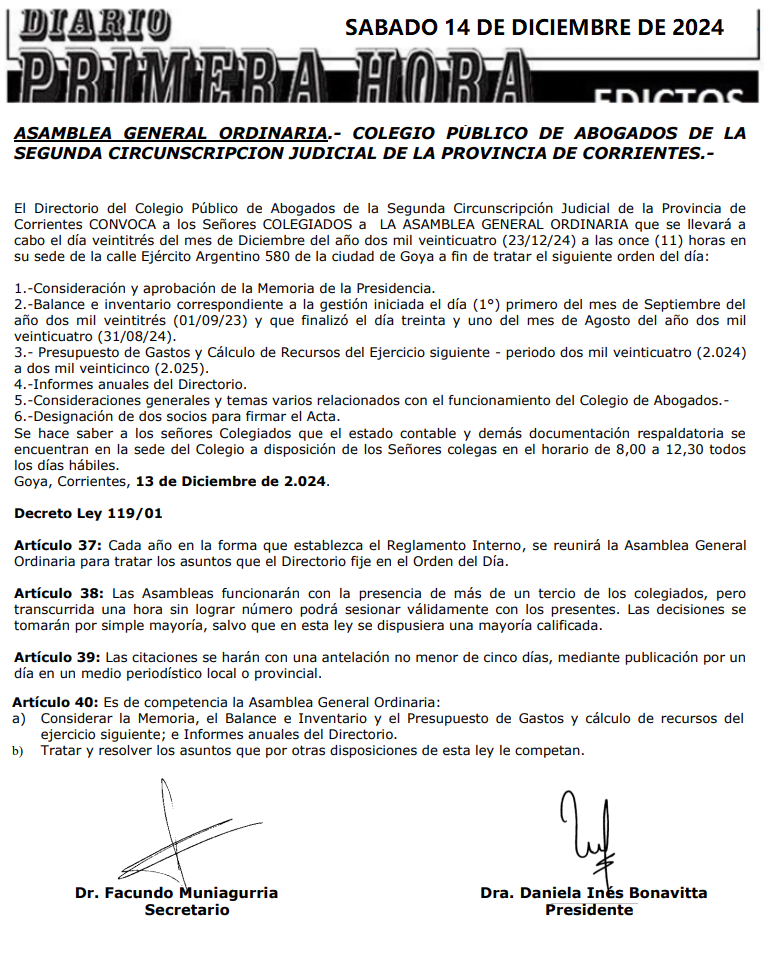 SABADO 14 DE DICIEMBRE DE 2024 DIA 2 COLEGIO DE ABOGADO