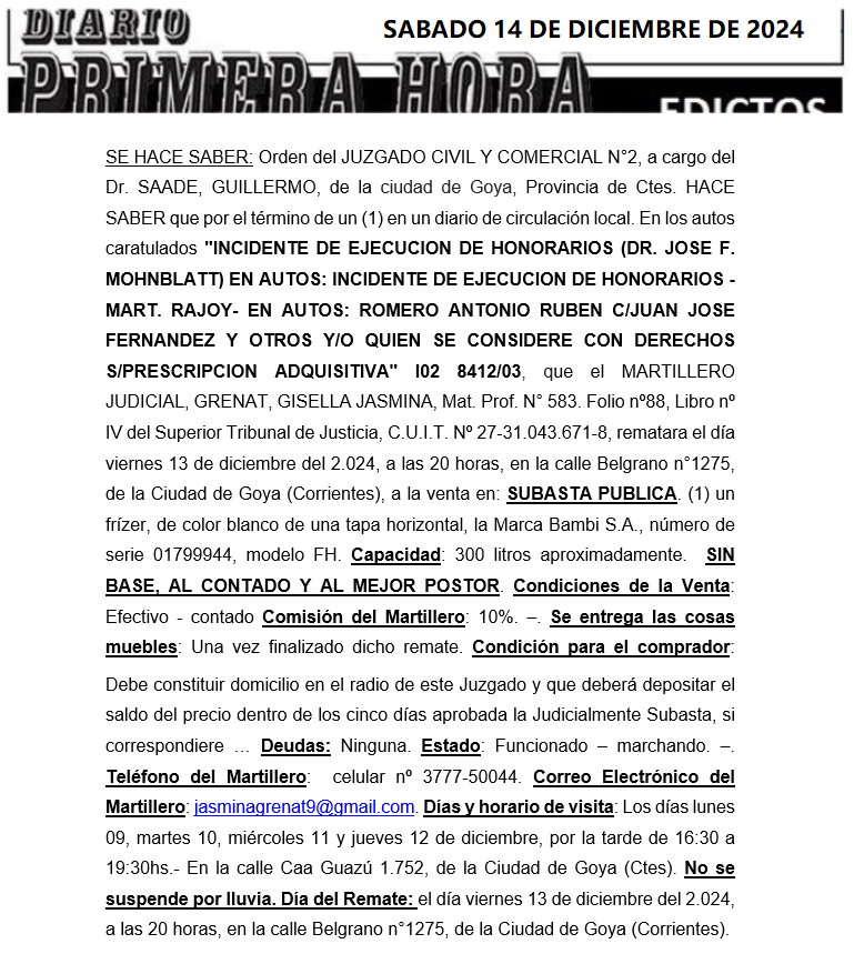 SABADO 14 DE DICIEMBRE DE 2024 DIA 2 JAZMIN