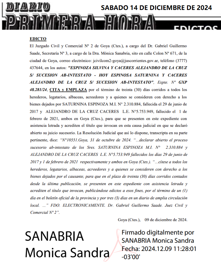 SABADO 14 DE DICIEMBRE DE 2024 DIA 3 ESPINOZA