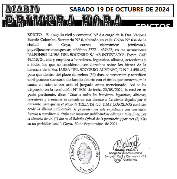 SABADO 19 DE OCTUBRE DE 2024 Dia 2 Maria Dolores