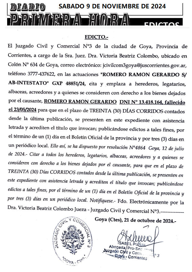 SABADO 9 DE NOVIEMBRE DE 2024 DIA 3 COLDANI