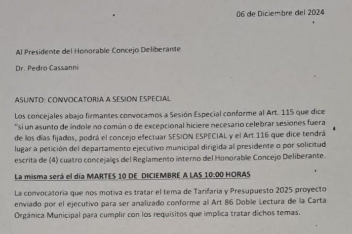 POST DICTAMEN DE COMISIÓN: CONVOCATORIA A SESIÓN ESPECIAL PARA EL MARTES 10 DE DICIEMBRE