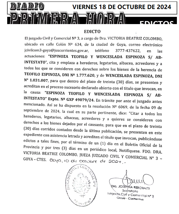 VIERNES 18 DE OCTUBRE DE 2024 Dia 3 nery pinat