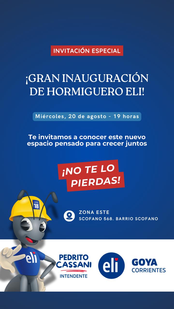 EL PARTIDO ELI Y PEDRITO CASSANI INAUGURAN EL NUEVO "HORMIGUERO" EN GOYA