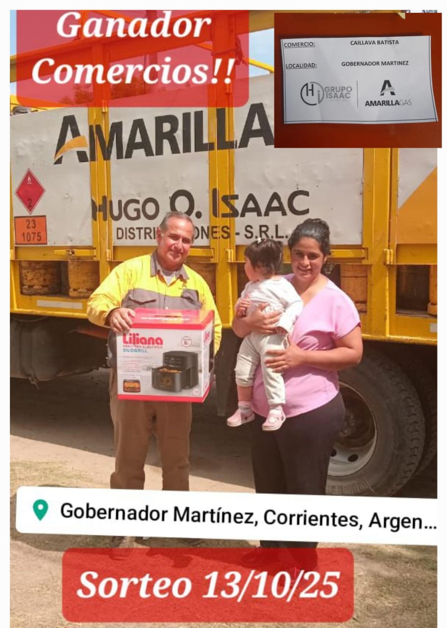 SORTEO SEMANAL DE AMARILLA GAS: UN COMERCIO DE GOBERNADOR MARTINEZ ES EL NUEVO GANADOR
