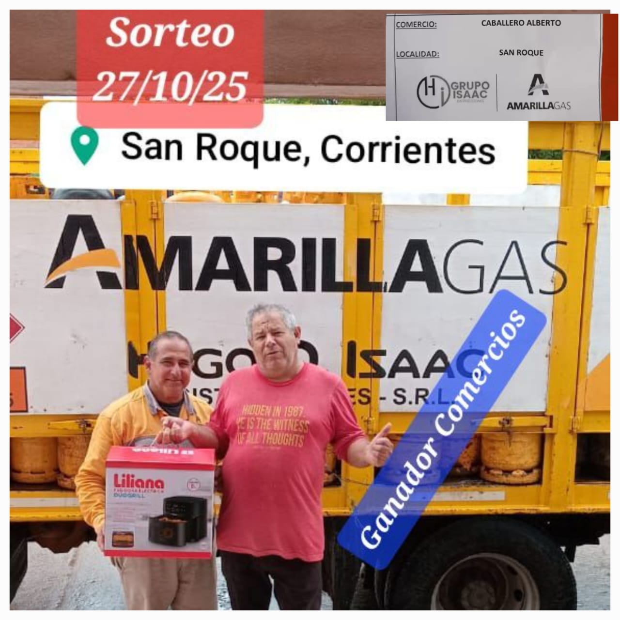 SORTEO AMARILLA GAS: UN COMERCIO DE SAN ROQUE ES EL NUEVO GANADOR