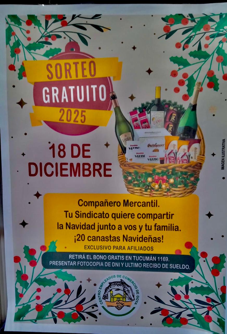 CENTRO EMPLEADOS DE COMERCIO: SORTEO DE 20 CANASTAS NAVIDEÑAS