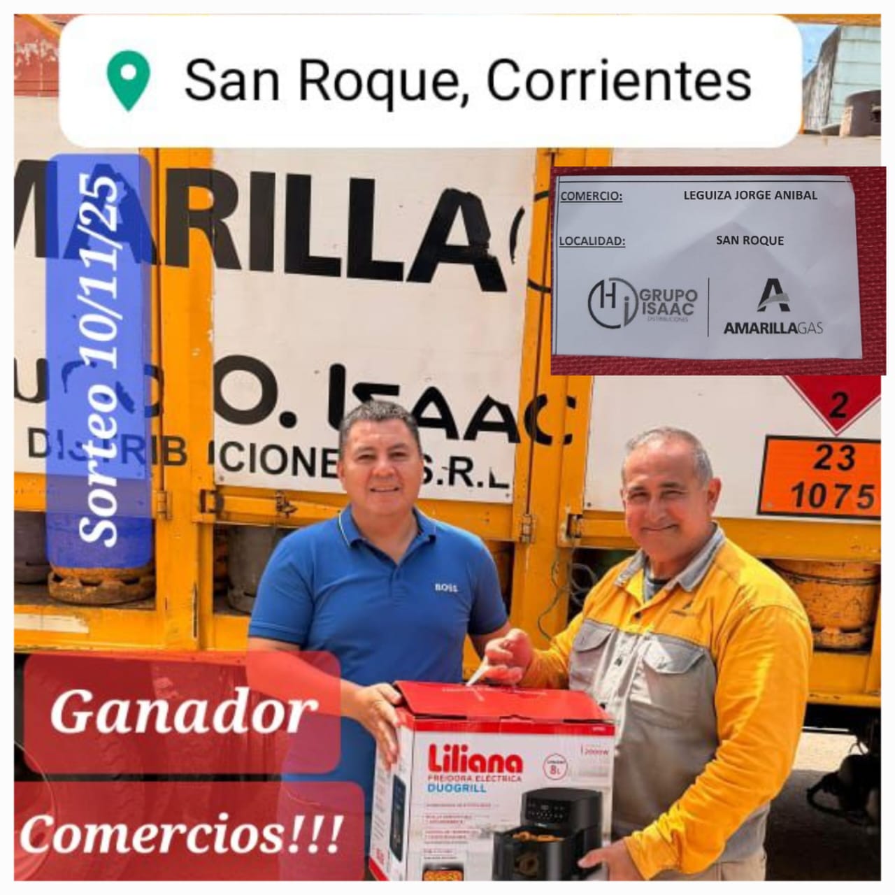 COMERCIO DE SAN ROQUE ES EL NUEVO GANADOR DE LA FREIDORA DE AIRE DE AMARILLA GAS