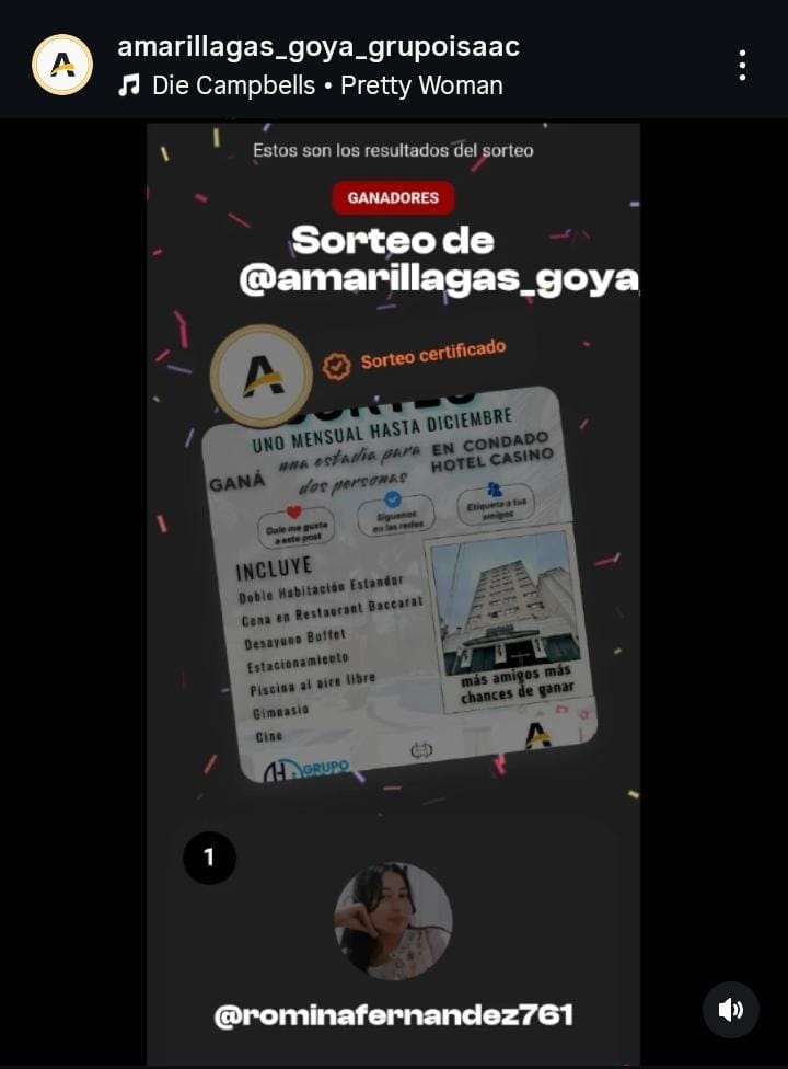 SORTEO AMARILLA GAS: ROMINA FERNÁNDEZ, GANADORA DE LA ESTADÍA EN EL HOTEL CONDADO