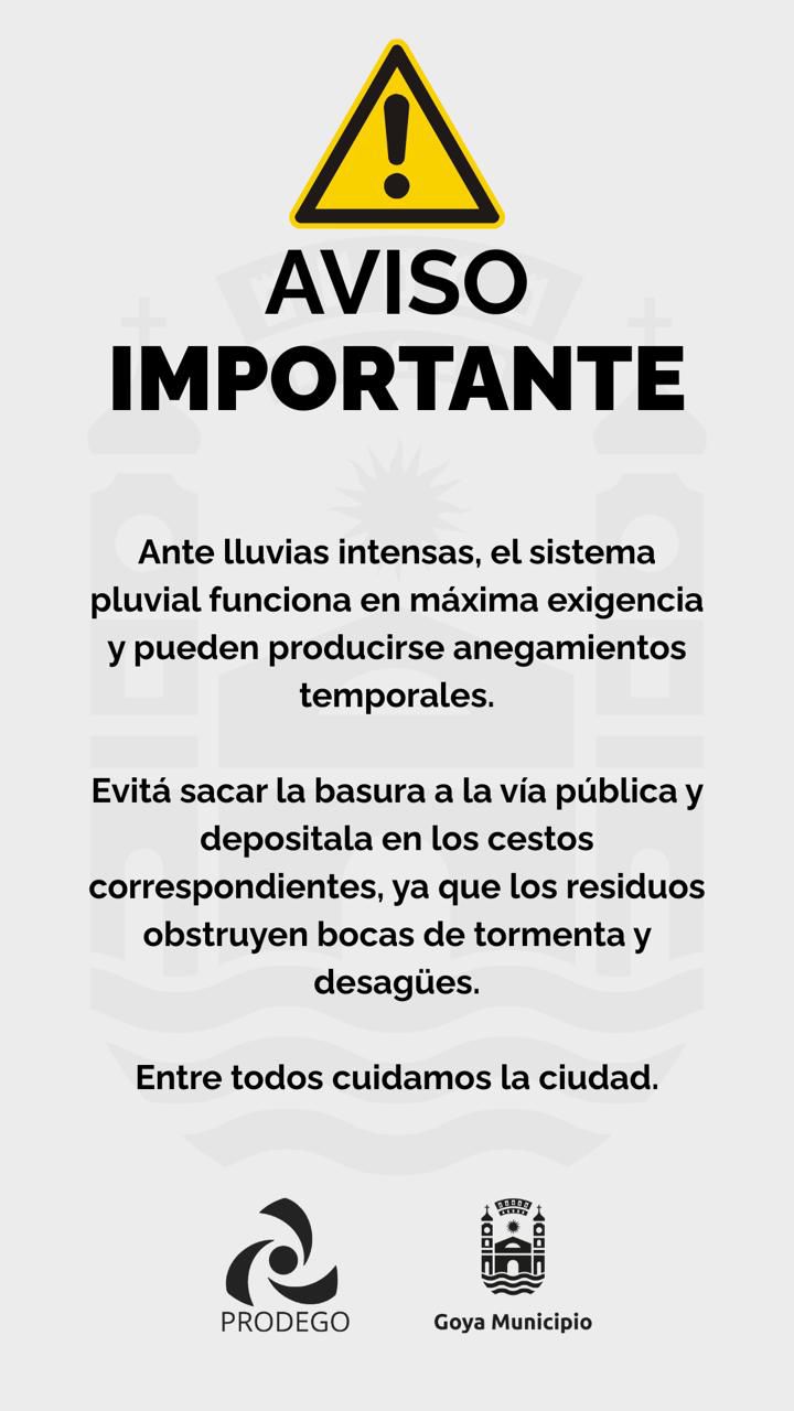 COMUNICADO DEL PRODEGO: RECOMENDACIÓN SOBRE LLUVIAS Y GESTIÓN DE RESIDUOS