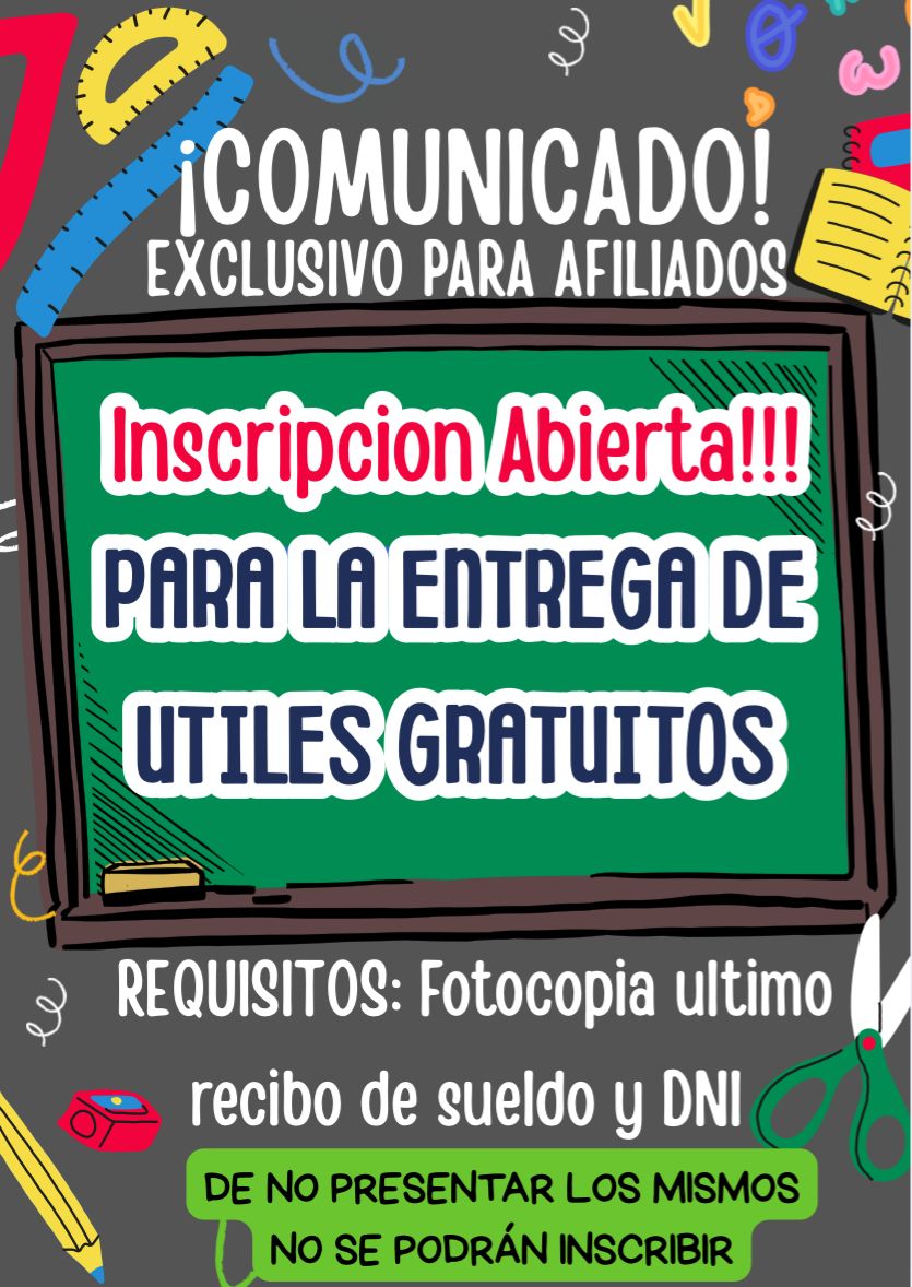 CENTRO EMPLEADOS DE COMERCIO: INSCRIPCIÓN PARA LA ENTREGA DE ÚTILES ESCOLARES