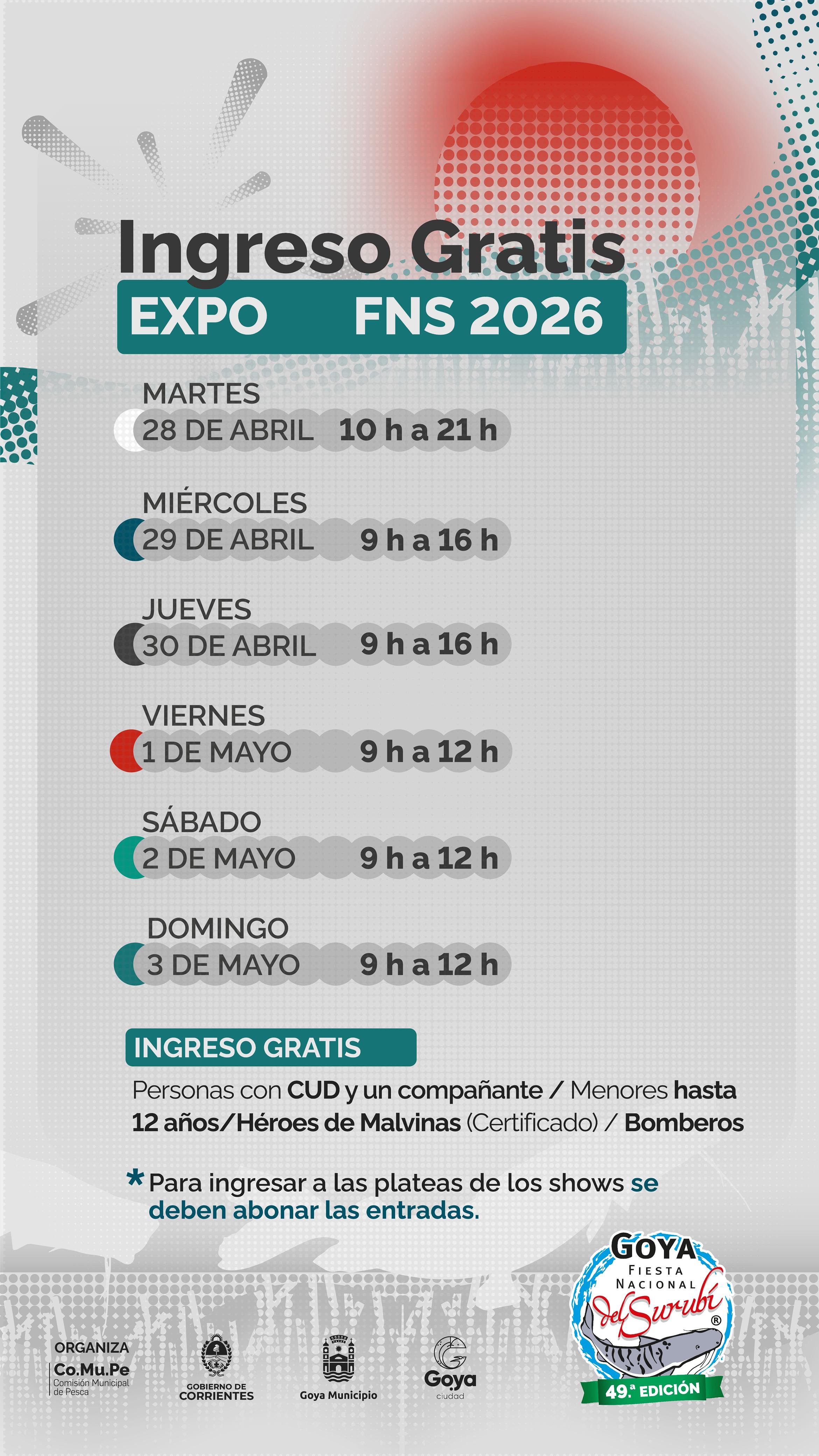 INGRESO GRATIS A LA EXPO GOYA DE LA FIESTA NACIONAL DEL SURUBÍ: DIAS Y HORARIOS