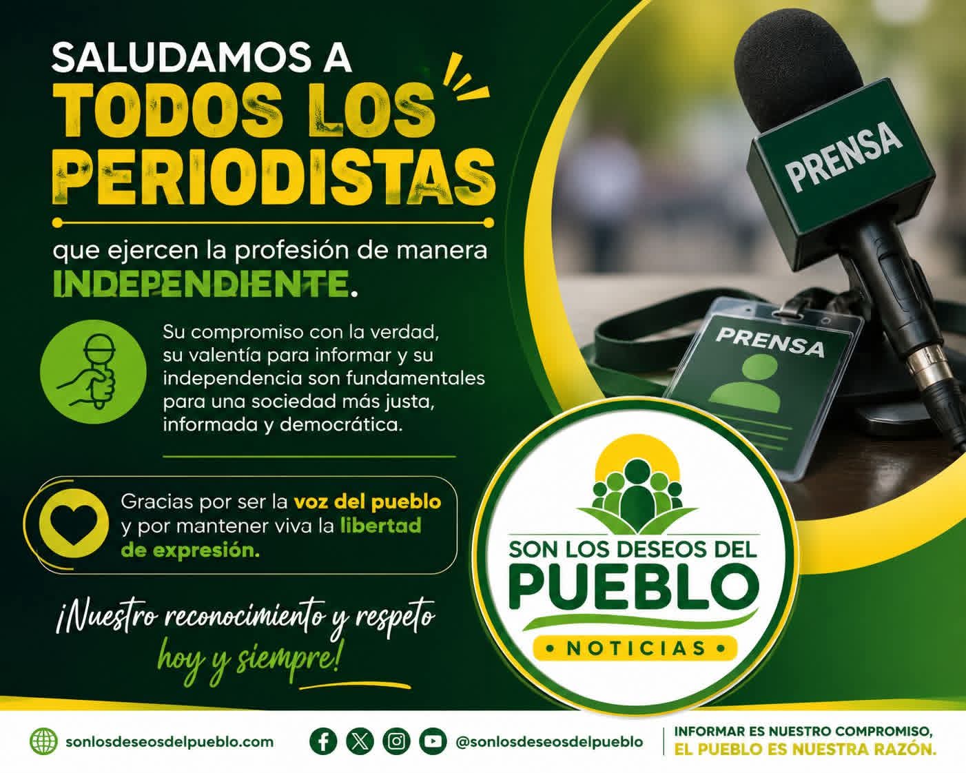 EL PUEBLO NOTICIAS SALUDA A LOS PERIODISTAS EN SU DÍA
