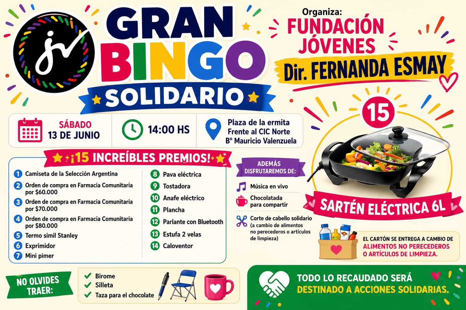 FUNDACIÓN JÓVENES INVITA AL GRAN BINGO SOLIDARIO EN EL BARRIO MAURICIO VALENZUELA