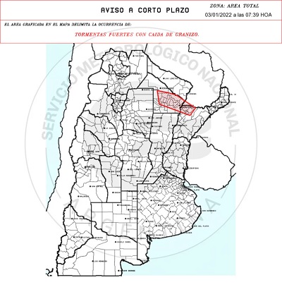 Corrientes: alerta amarilla por tormentas y granizo para 11 localidades