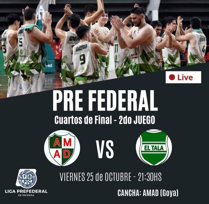 LIGA PREFEDERAL 2024: VIERNES DE BÁSQUETBOL ENTRE AMAD Y EL TALA