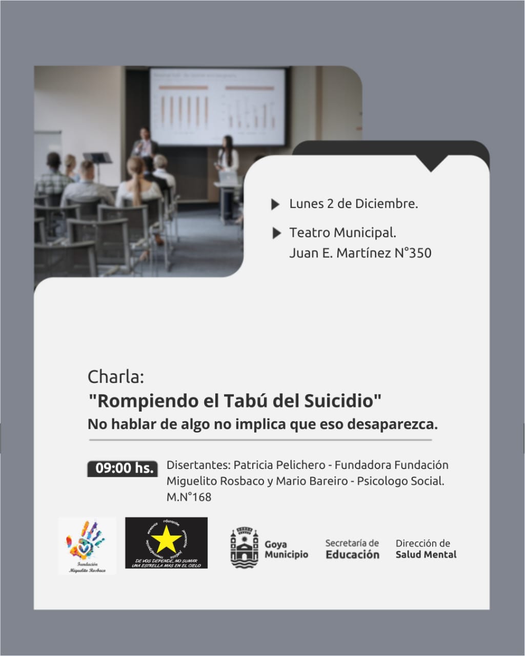 Charla abierta a la comunidad: "Rompiendo el tabú del suicidio"