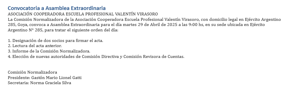 convocatoria virasoro