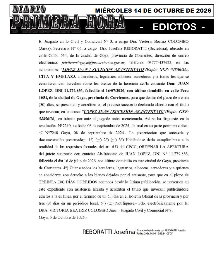 de ortiz edicto dia 1