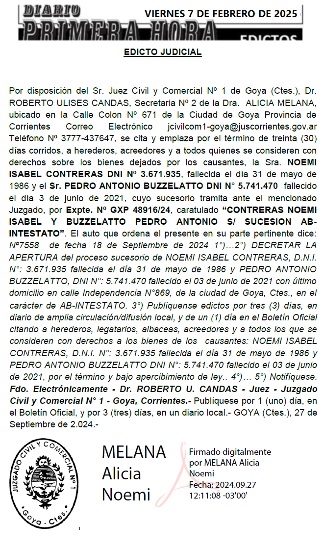 edicto de ramona dia 1