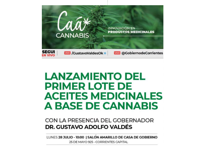 VALDÉS ENCABEZARÁ EL LANZAMIENTO DEL PRIMER LOTE DE ACEITES MEDICINALES A BASE DE CANNABIS