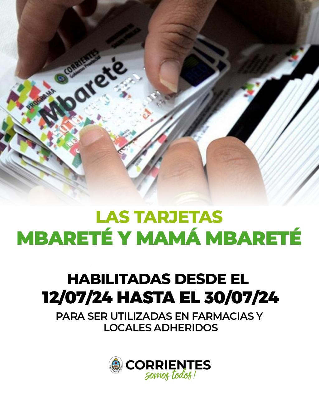 SALUD PÚBLICA COMUNICA QUE SE ENCUENTRAN HABILITADAS LAS TARJETAS MBARETÉ Y MAMÁ MBARETÉ
