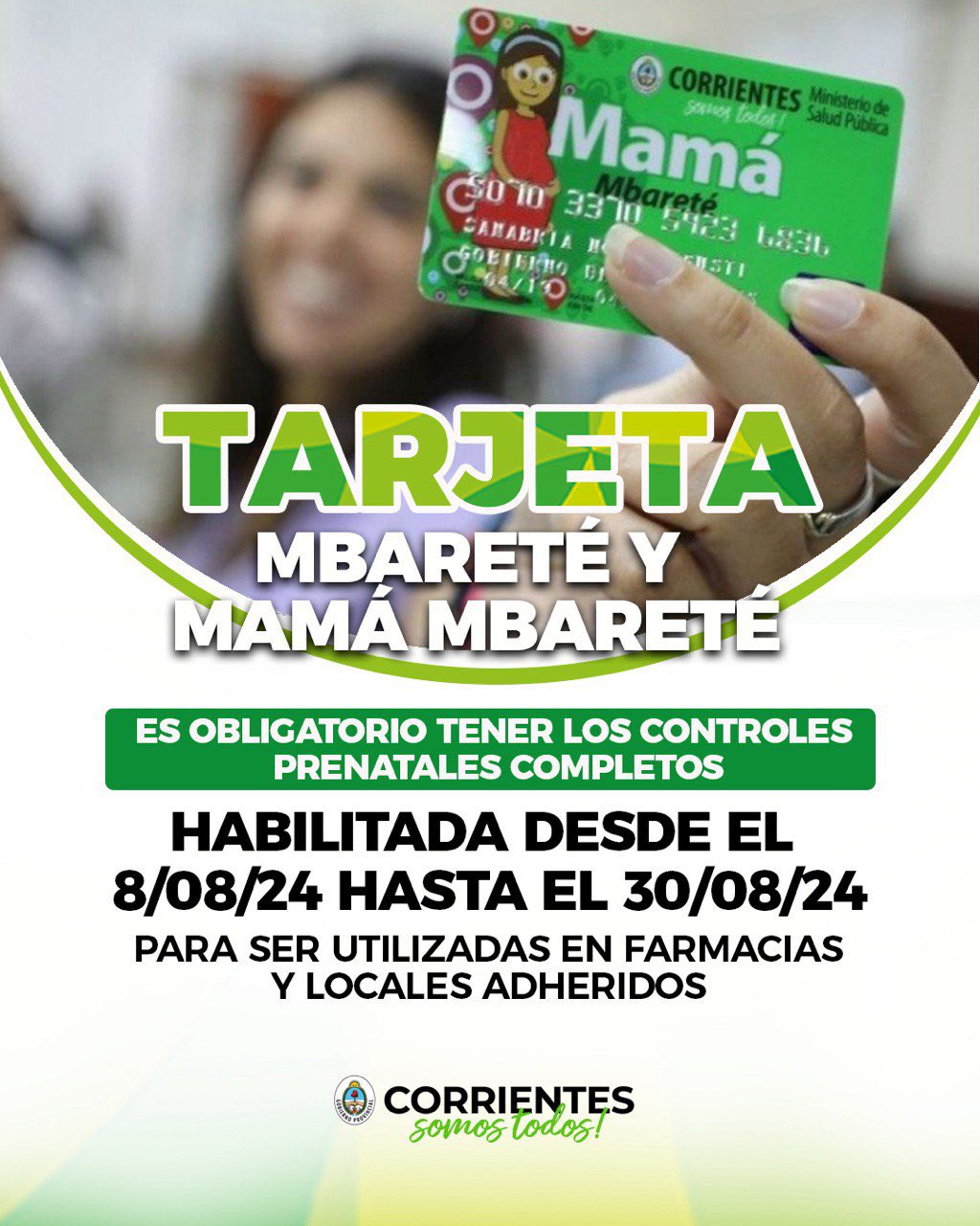 GOBIERNO PROVINCIAL SALUD PÚBLICA COMUNICA QUE SE ENCUENTRAN HABILITADAS LAS TARJETAS MBARETÉ Y MAMÁ MBARETÉ