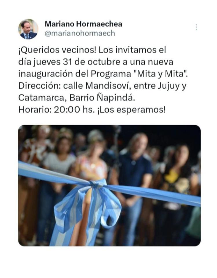MUNICIPIO INVITA INAUGURACIÓN OBRA DE PAVIMENTO EN BARRIO ÑAPINDÁ