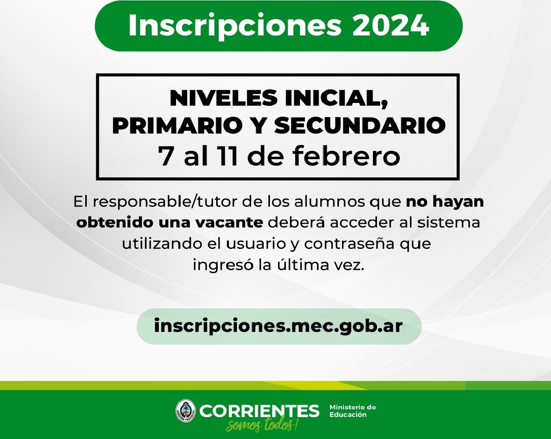 El Ministerio de Educación informa modificaciones a la fecha de inscripción para alumnos online 2024