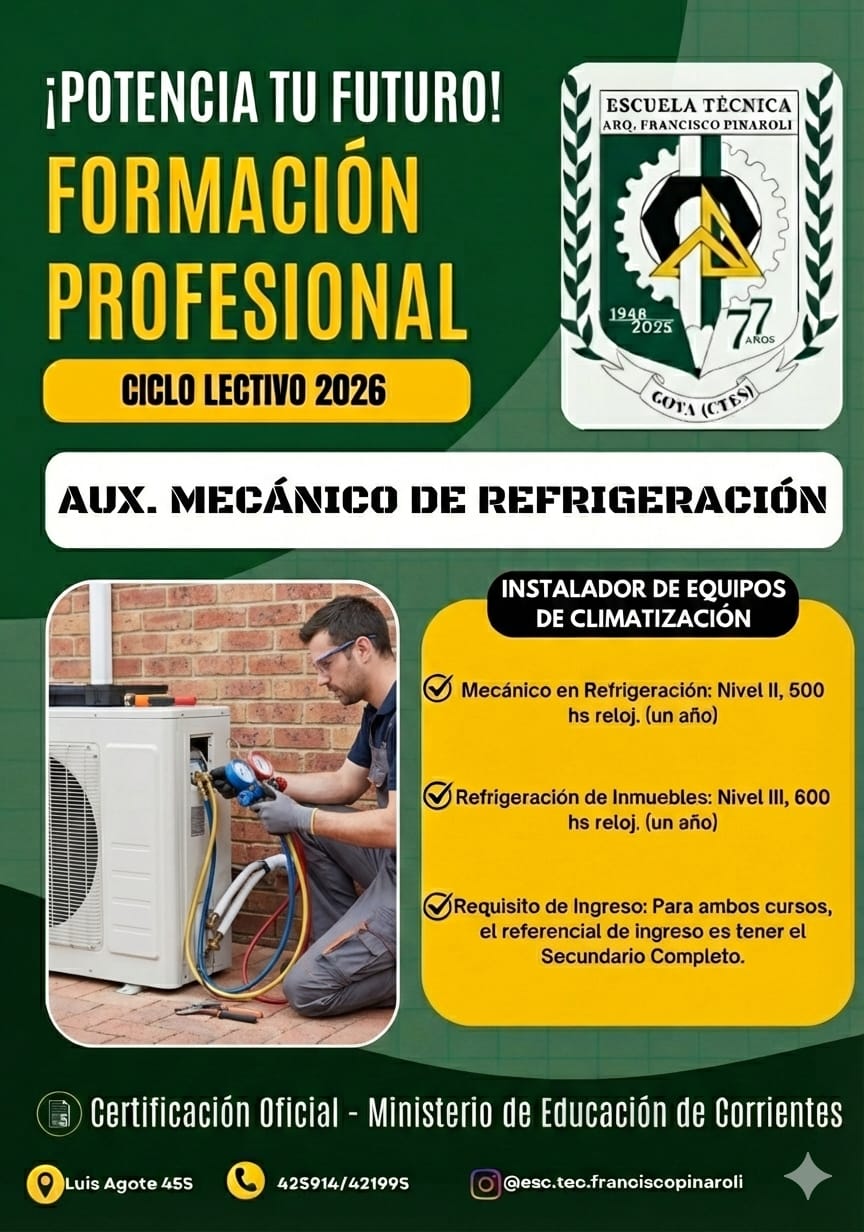 ESCUELA TÉCNICA: PERIODO DE INSCRIPCIÓN PARA EL CICLO LECTIVO 2026