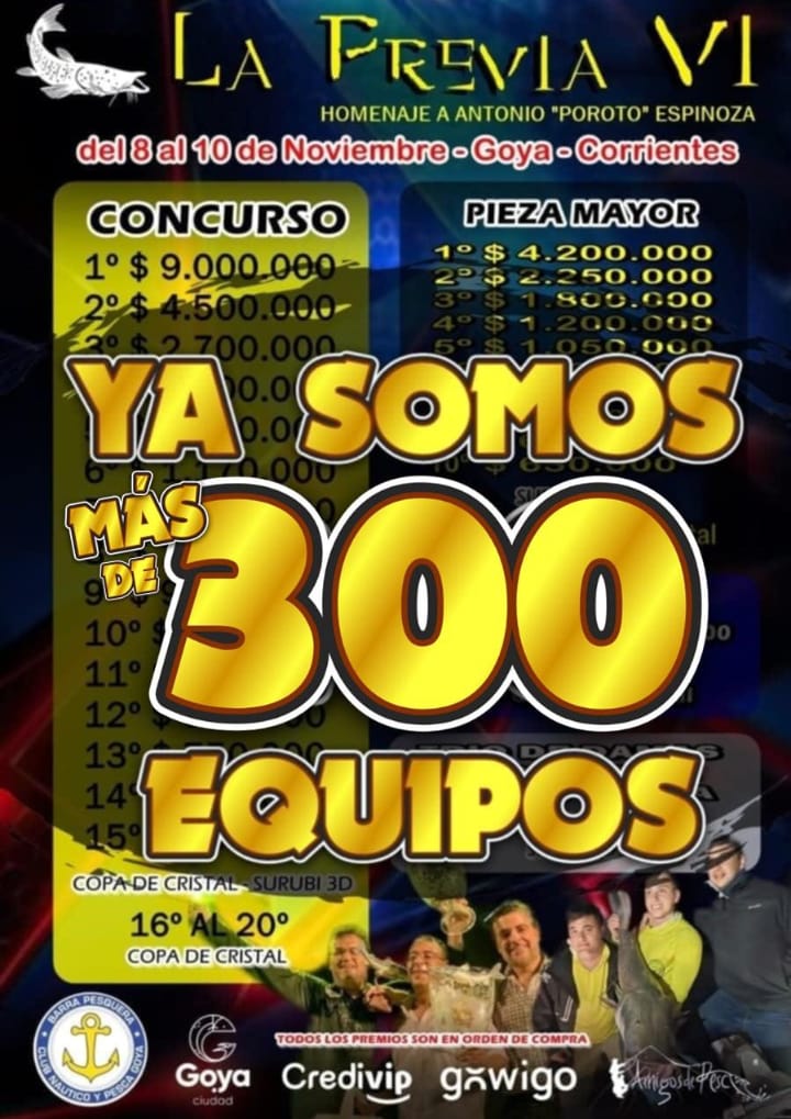 Concurso de Pesca del Surubí: VIª EDICIÓN DE “LA PREVIA” DEL NÁUTICO SORPRENDE CON 300 INSCRIPTOS