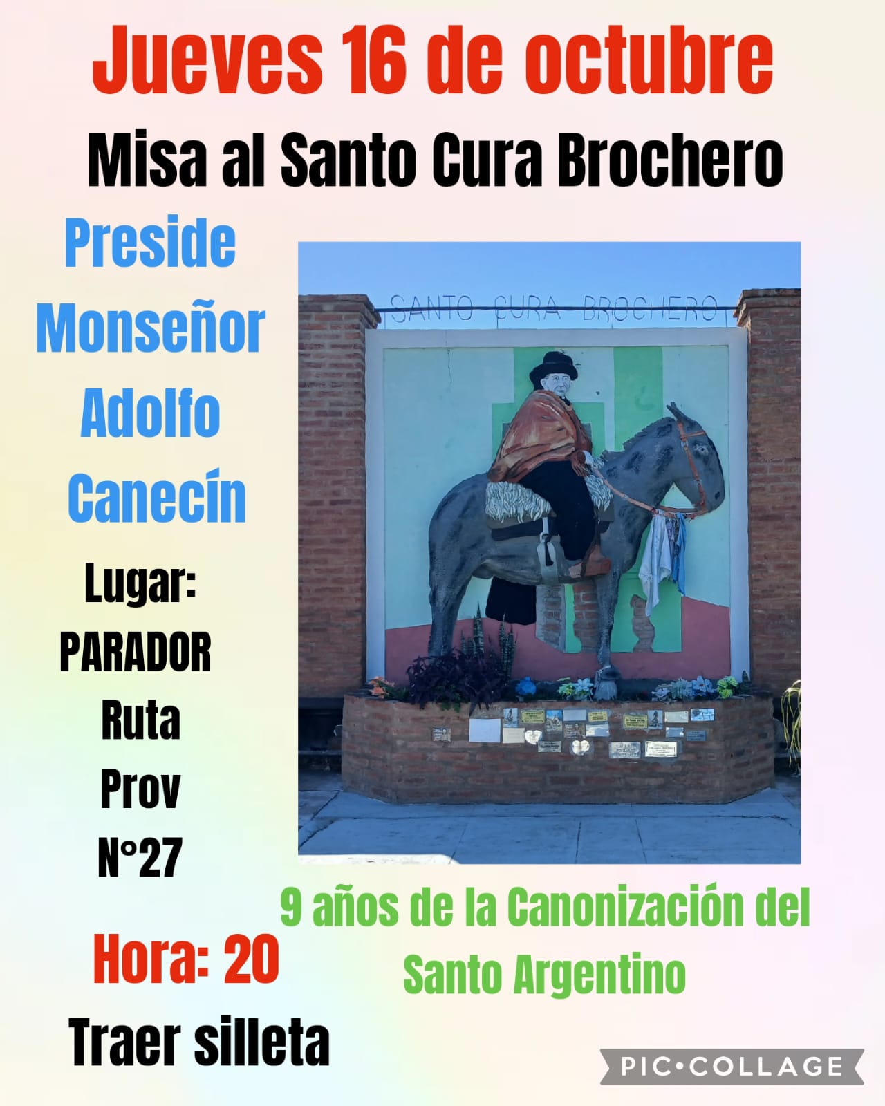 16 DE OCTUBRE: MISA AL CURA BROCHERO EN EL PARADOR