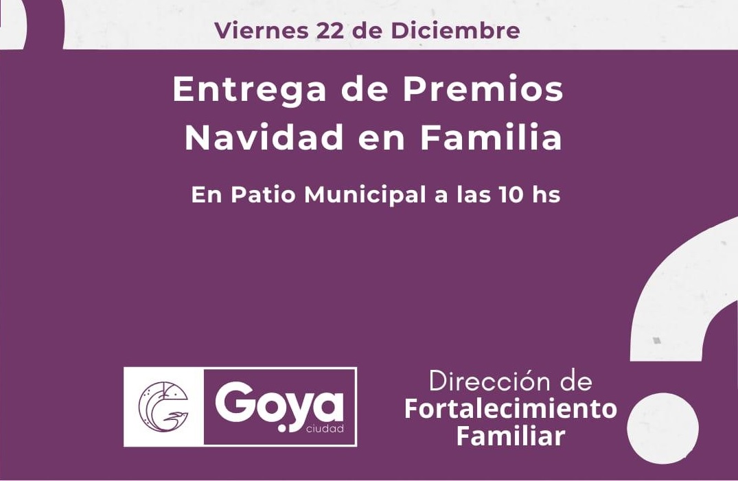 Este viernes, 10 horas: ENTREGA DE PREMIOS “NAVIDAD EN FAMILIA”